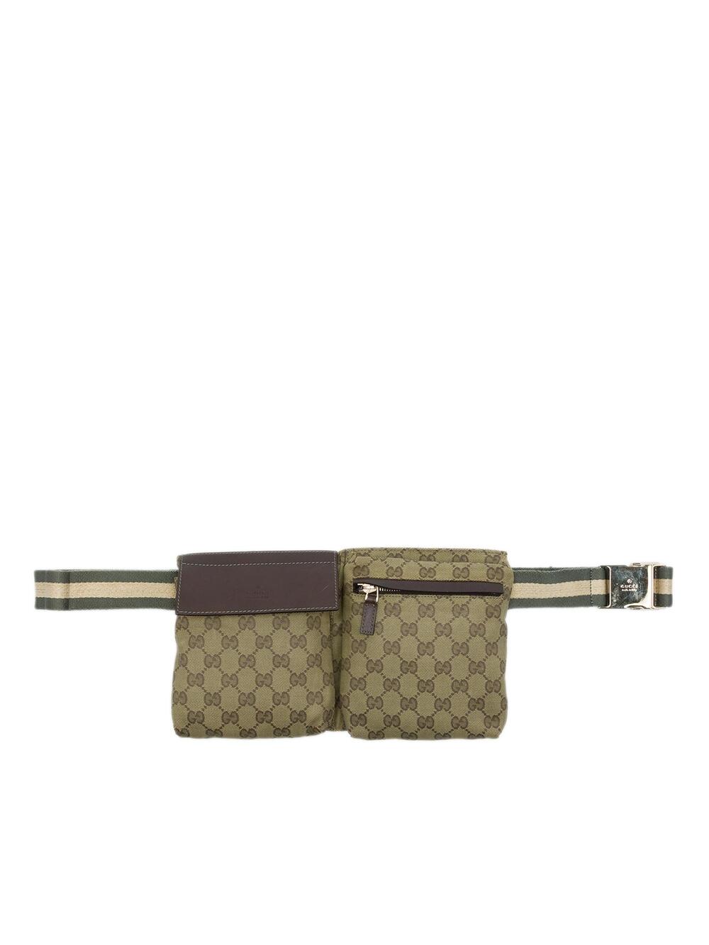 Gucci Gg Canvas Web Double Pocket Belt #362513G54B